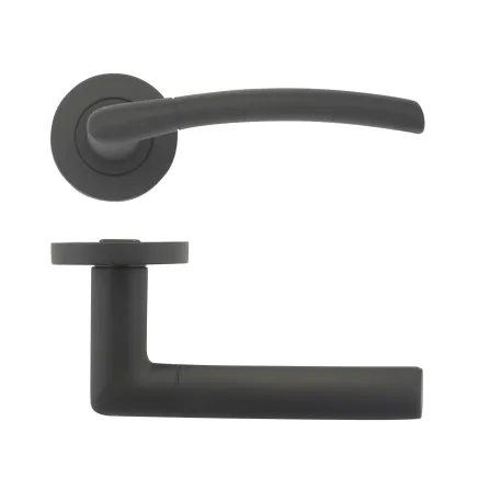 Zoo Hardware Olympus lever on round rose - Oscuro Matt Black