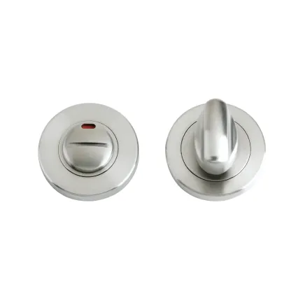 Zoo Hardware Turn and Release c/w Indicator complete with escutcheons and 5mm spindle 50mm dia - Satin Stainless