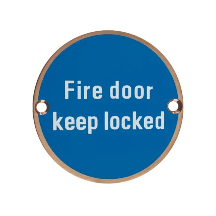 Zoo Hardware Fire Door Keep Locked - 76mm dia - PVD Bronze