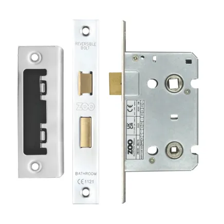 Zoo Hardware Bathroom Lock 2.5" - 57mm c/c - Polished Stainless