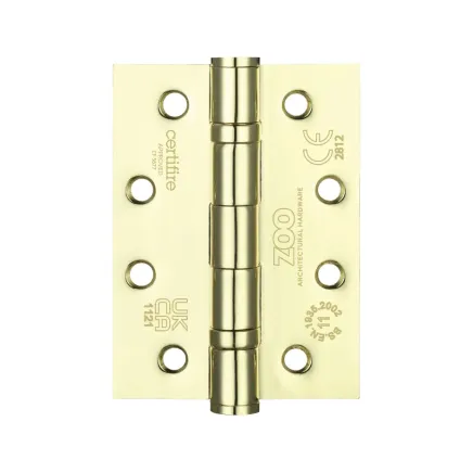 Zoo Hardware Ball Bearing Hinge - Steel 102 x 76 x 3mm - Electro Brass