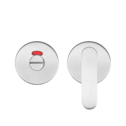 Zoo Hardware Accessible Peanut Turn and Release with Indicator complete with Escutcheons - Grade 201 - Stainless Steel