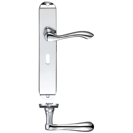 Zoo Hardware Arundel Lever Lock (57mm c/c) Furniture - Long Plate - Chrome