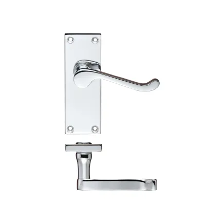 Zoo Hardware Project Victorian scroll lever on latch backplate - 114mm x 40mm - Polished Chrome