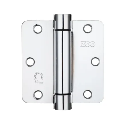 Zoo Hardware Spring Hinge Plus Slave Pack - Radius - 3.5"x3.5"x2.5 - Polished Chrome (Contains 2 Spring and 1 Unsprung Hinge)