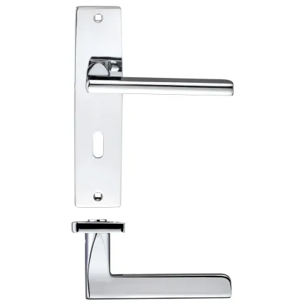 Zoo Hardware Venice lever on lock backplate - Polished Chrome