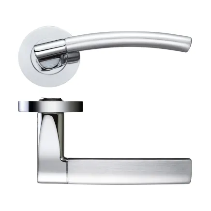 Zoo Hardware Amalfi lever on round rose - Satin Chrome / Polished Chrome