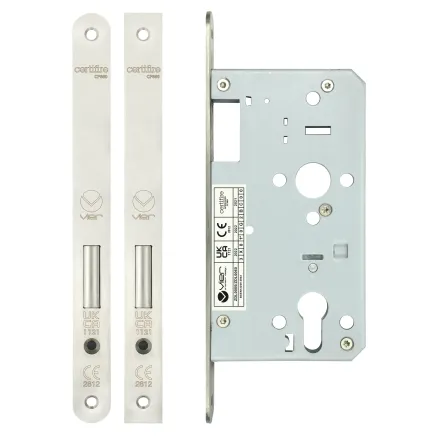 Zoo Hardware Din euro deadlock - backset 60mm - radius - Satin Stainless
