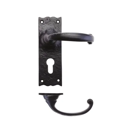 Zoo Hardware Traditional Lever on euro Backplate - 6" - Black