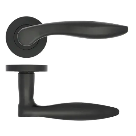 Zoo Hardware Cadiz lever on rose - Matt Black