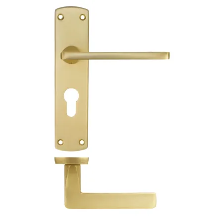 Zoo Hardware Leon lever on euro backplate - Satin Brass