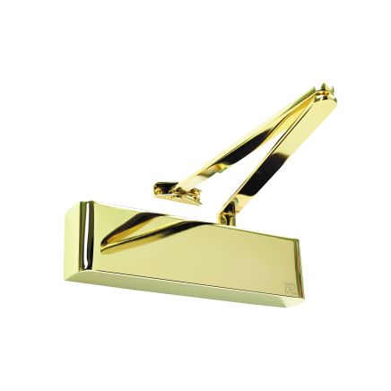 Rutland TS.9205 Door Closer, BC c/w Semi-Radius Cover, Flatbar Armset, Polished Brass