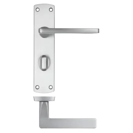 Zoo Hardware Leon lever on bathroom backplate - Satin Chrome