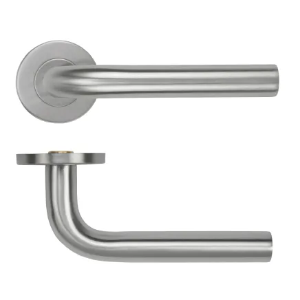 Zoo Hardware 19mm Radius Lever on Round Rose 53mm x 6mm Push-on Rose - BS EN 1906 Grade 3 - Grade 201 - Satin Stainless