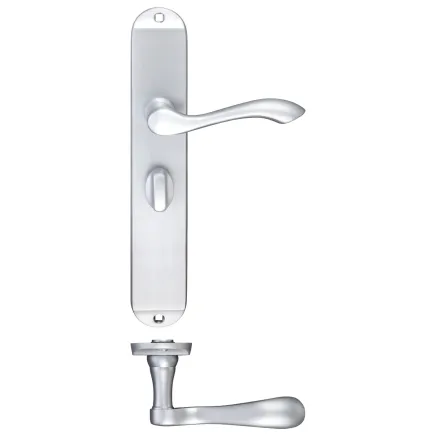 Zoo Hardware Arundel Lever Bathroom (57mm c/c) Furniture - Long Plate - Satin Chrome