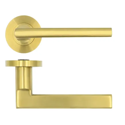 Zoo Hardware Varese Lever on Round Rose - PVD Satin Brass