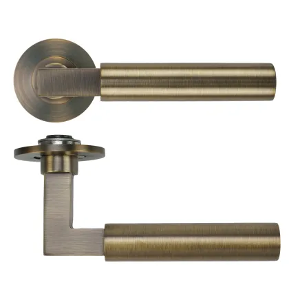 Zoo Hardware Garda Lever on 4mm Round Slim Sprung Rose - Antique Brass