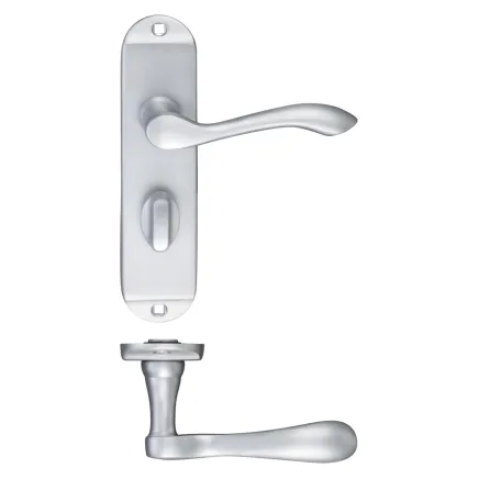 Zoo Hardware Project Arundel lever on bathroom backplate - 175mm x 42mm - Satin Chrome