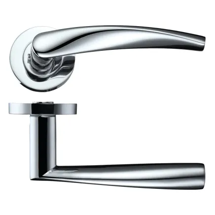 Zoo Hardware Vesta lever on round rose - Polished Chrome