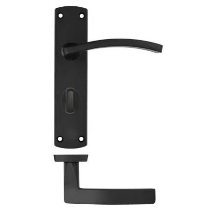 Zoo Hardware Toledo lever on bathroom backplate - Matt Black