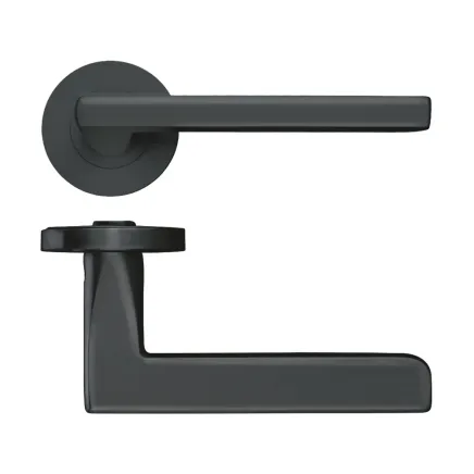Zoo Hardware Venice lever on round rose - Oscuro Matt Black