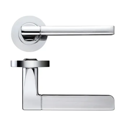 Zoo Hardware Venice lever on round rose - Satin Chrome / Polished Chrome