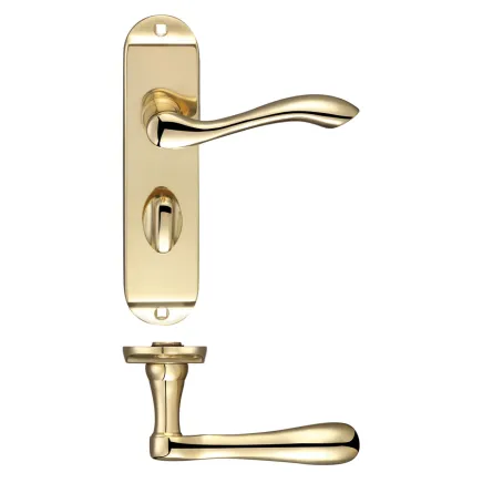 Zoo Hardware Arundel Lever Bathroom (57mm c/c) Furniture - Short Plate - Brass