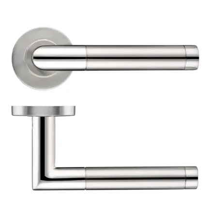 Zoo Hardware 19mm Mitred Dual Finish Lever - Push On Rose - 52mm Dia - Grade 201 - Stainless Steel