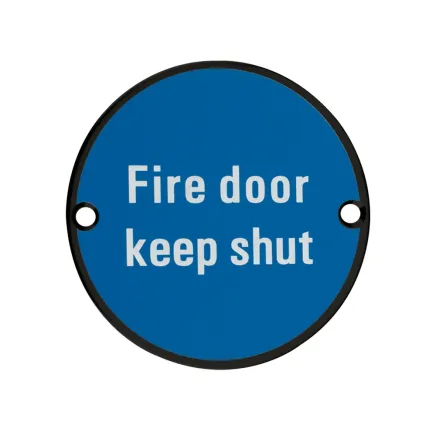 Zoo Hardware Fire Door Keep Shut - 76mm dia - Black