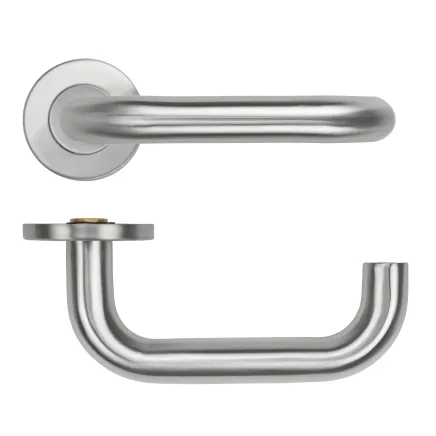 Zoo Hardware 19mm Tubular Return to Door Lever on Round Rose 53mm x 6mm Push-on Rose - BS EN 1906 Grade 3 - Grade 201 - SS