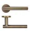 Zoo Hardware 19mm Straight T-Bar Lever on Round Rose 52mm x 8mm Push-on Rose - BS EN 1906 Grade 3 - Grade 201 - Antique Brass