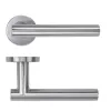Zoo Hardware 19mm Straight T-Bar Lever on Round Rose 52mm x 8mm Push-on Rose - BS EN 1906 Grade 3 - Grade 201 - Satin Stainless