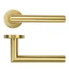 Zoo Hardware 19mm Mitred Lever on Round Rose 52mm x 8mm Push-on Rose - BS EN 1906 Grade 3 - Grade 201 - PVD Satin Brass