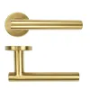 Zoo Hardware 19mm Straight T-Bar Lever on Round Rose 52mm x 8mm Push-on Rose - BS EN 1906 Grade 3 - Grade 201 - PVD Satin Brass