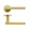 Zoo Hardware Lucca lever on round rose - Favo Satin Brass