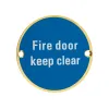 Zoo Hardware Fire Door Keep Clear - 76mm dia - Brass
