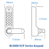 BL5001 SS ECP - Easicode Pro, Round Bar Lever Handle Keypad & Round Bar Inside Handle, Stainless Steel (SS) Finish