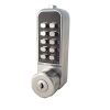 Borg BL1706 SC ECP - Mini Easicode Pro Vertical Cabinet Lock With Key Override - Knurled Knob, Inside Cam Turn Mechanism, Satin Chrome Finish
